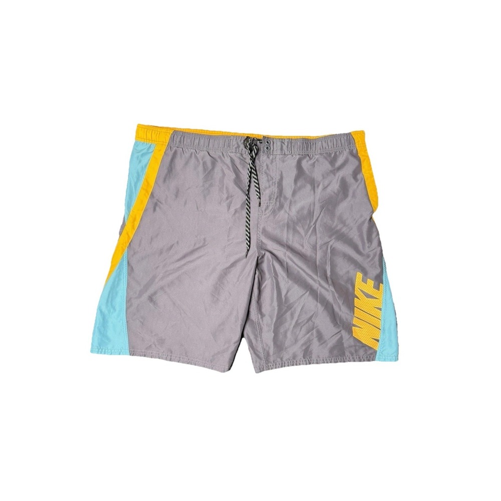 Nike Swim / Board Shorts‎ Mens Sz XL Gray Orange ,Aqua .Mesh Lined Pockets